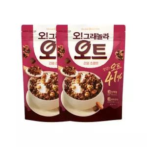 오리온 오그래놀라 오트 리얼초콜릿 360g x 2개 + 저당 통보리 미니백 30g 증정