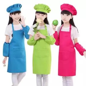 유아앞치마 아동 무지앞치마 풀세트 요리 쉐프모자 미술 팔토시