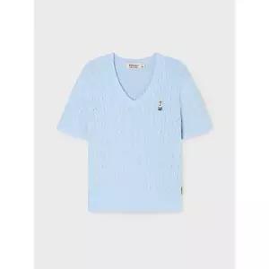 후아유 Steve V-neck Cable Short Sleeve Sweater WHKAG2411F WHKAG2411F01 455073