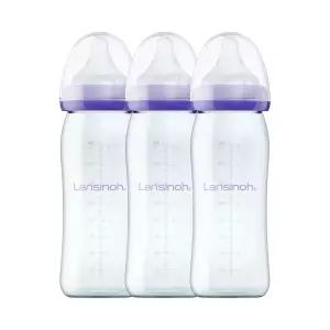 란시노 유리젖병 240ml 3P 신생아 아기(젖꼭지 M포함)