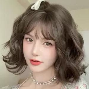 물결 웨이브 가발 고열사 데일리 통가발 여성 단발 가발 자연 스타일링 코스프레 변신 짧은 파티