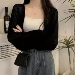 여름 에어컨 실내착용 펀칭 니트가디건 볼레로 가디건