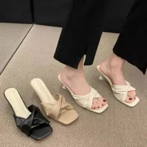 구두 뮬 여자 힐 슬리퍼 신발 여성 여름 슈즈 프렌치 샌들 7cm