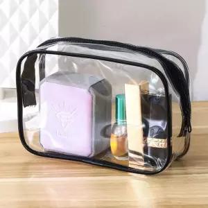 블랙프레임 투명 파우치 문구인쇄 세면백 대 DD-12447 JAm22Kru