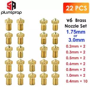 E3DV6 용 22 개 V6 황동 노즐 Anycubic i3 Mega S X Chiron Kobra Flybear HotEnd 0.4MM J 헤드 압출기 프