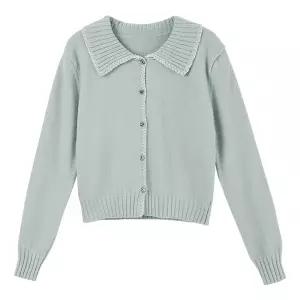 카라넥 하트 단추 예쁜 데일리 베이비블루 하트단추가디건