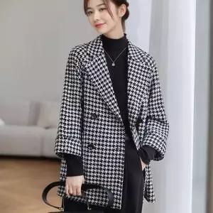 F124731 봄 가을 세련 하운드체크 코트 재킷 아우터