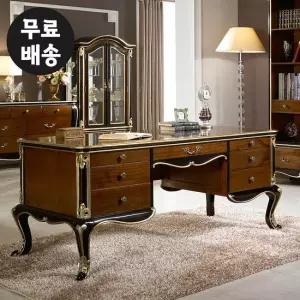 델피 마호가니 원목 엔틱 서랍형 책상 골드 고급