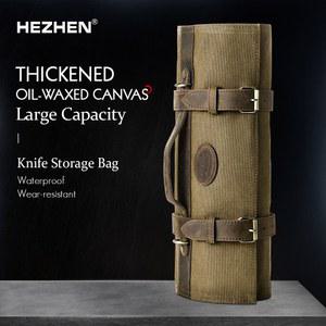 카플레이 모니터 디스플레이 carplay 네비게이션 HEZHEN 요리사 칼 가방 주방 액세서리 주방 칼 주최자 오일 왁스 캔버스 크레이지 호스 거품 칼 롤 가방