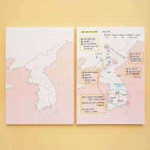 혼자공부 지도 메모패드 (50매) 한국지도 세계지도 공부노트 떡메 노트패드