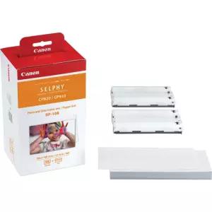 정품 포토 프린트용 셀피 인화지 캐논 RP-108 엽서사이즈 CP1500/CP1300/CP1200/CP910 4X6 108매 용지+카트리지포함