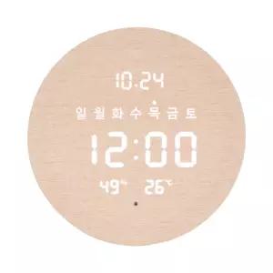 플라이토 무선 루나 데이 온습도 LED 벽시계 19cm