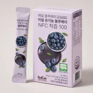 리얼케어 리얼 유기농 블루베리 NFC 착즙 100 20g 14포 1개