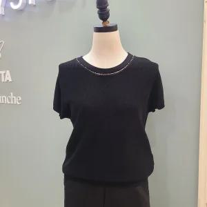 넥라인 찡 포인트 니트 S262BSW572/블랙YS