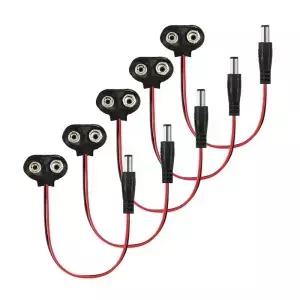 9V 배터리 커넥터 플러그 Arduino LED 스트립용 중앙 포지티브 2.1x5.5mm 남성 잭 T 형이 있는 전원 가죽