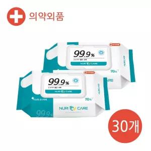 의약외품 누리케어 손소독물티슈 70매 30개 소독티슈