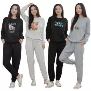 밴딩 팬츠 트레이닝 여성의류 세트 여성 트레이닝복 베어 상하 맨투맨