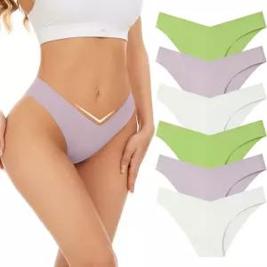 여성용 리오즈 심리스 비키니 치키 팬티 소프트 브이컷 노쇼 힙스터 통기성 스트레치 인비저블 6팩 S-XL