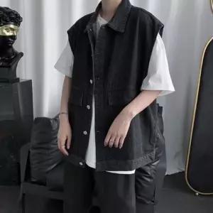 여성베스트 남성용 데님 조끼 레이어드 남방 반팔 셔츠