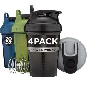 하이드라 컵 - 단백질 혼합용 4팩 20온스 셰이커 병 쉐이크용 작은