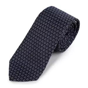 [명품] 페라가모 간치니 자카드 실크 넥타이 35 1225 NAVY 778644