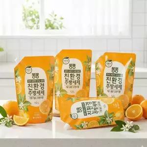 퐁퐁 친환경 주방세제 리필 오렌지 1.2L 4개
