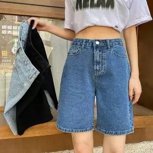 데님 반바지 하이 5부 웨스트청 여성 데님 반바지 팬츠 데일리반 와이드 캐주얼 여름