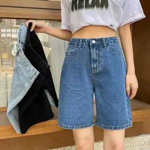 여성 청 반바지 하이 와이드 5부 여성 데님 반바지 쇼츠 여름 팬츠
