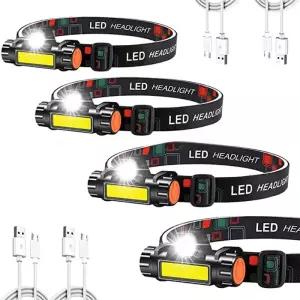 휴대용 미니 강력한 LED 전조등 XPE COB USB 충전식 사냥 헤드 라이트 방수 토치 테일 마그네틱
