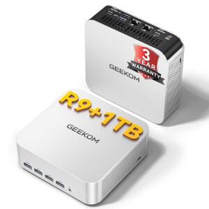 GEEKOM 2026 에디션 멀티태스킹 미니 PC AI A7 MAX와 AMD Ryzen 7940HS Beats 8745HS 16GB DDR5 1TB SSD 확장 가능 Radeon 780M 게이밍 데스크톱 컴퓨터 크리에이터 오피스용 3년 커버리지