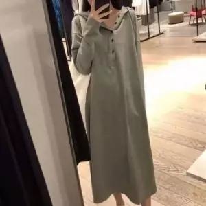 휴가룩 이쁘다요 여성 후드 치마 단추 긴팔 롱원피스 스커트 가을신상 원피스