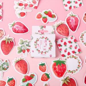 소니식 45Pcs 딸기 맛 스타일 장식 스티커 일기 스크랩북 앨범 DIY 학생 문구
