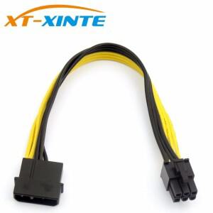 4핀 몰렉스 IDE - 6핀 PCI-E 그래픽 카드 전원 공급 장치 케이블 어댑터 PC 비디오 와이어 20CM 18AWG