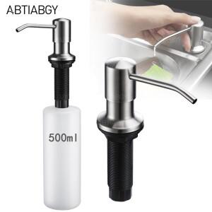 500ml 304 스테인레스 스틸 주방 싱크 액체 비누 디스펜서 니켈 블랙 세제 핸드 펌프 데크 마운트