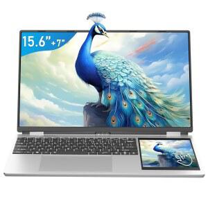 ZWING 15.6인치 듀얼 스크린 노트북7인치 소형 터치스크린 고속 알더 레이크 N95 CPU최대 3.4GHz DDR4 16GB RAM 512GB SSD 컬러 백라이트 KB / Win 11 Pro16G512GB 탑재