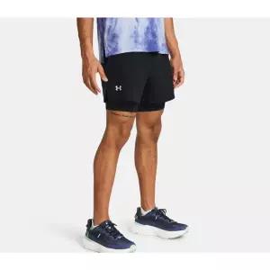 언더아머 UNDER ARMOUR 1382640 -001 블랙 남성 UA 론치 투인원 5인치 쇼츠 레깅스 반바지