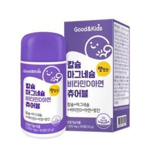 내츄럴플러스 굿앤키즈 칼슘 마그네슘 비타민D 아연 츄어블 90정