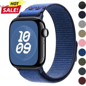 애플 워치 밴드용 나일론 스트랩 44mm 루프 팔찌 iWatch 시리즈11 10 9 8 7 6 5 Se 울트라 3
