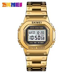 SKMEI 3Bar Waterpoof 알람 시계 합금 케이스 디지털 남성 reloj hombre 패션 스포츠 1456