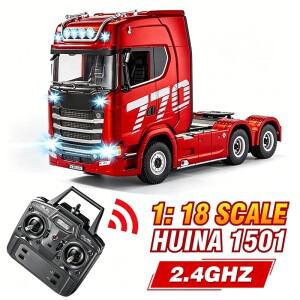 HUINA 1501 770S 합금 RC 트럭 19CH 1/18 2.4G 무선 조종 엔지니어링 트레일러 (라이트 및 사운드 포함) 트
