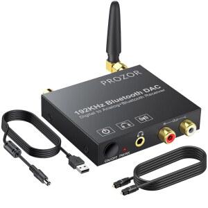 PROZOR 192KHZ 디지털-아날로그 오디오 변환기 블루투스 5.0 수신기 스테레오 L /R RCA 3.5MM 어댑터에 대한 DAC 광동축 토슬링크 HDTV 스마트폰 태블릿용