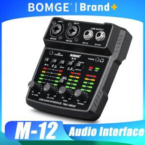 BOMGE M-12 PC용 USB 오디오 인터페이스 음악 녹음용 3.5m 마이크 잭 컴퓨터 사운드 카드