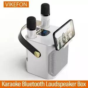 듀얼 마이크 Boombox 휴대용 360 스테레오 서라운드 방수 무선 서브 우퍼가 장착 된 고출력 가라오케