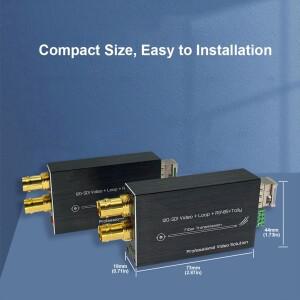 MXT 미니 소형 12G SDI 광섬유 컨버터 (LC/FC) - 싱글 모드 연장기 20km (RS485  탈리 및 루프 출력 포함)