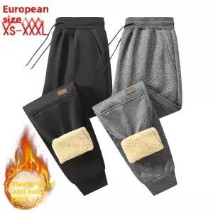 남성용 블랙 팬츠 겨울 캐주얼 플러스 벨벳 두꺼운 따뜻한 스포츠 스웨트팬츠 카고 바지