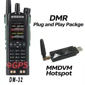 DMR 플러그 앤 플레이 번들 바오펑 DM32UV 디지털/아날로그 듀얼 밴드 휴대용 무전기 USB MMDVM 핫스팟
