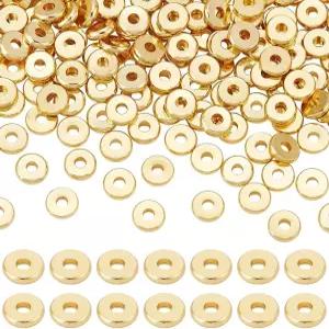 PH 팬더홀 200pcs 6mm 플랫 헤이시 스페이서 비즈 18K 골드 도금 루즈 브라스 원형 금속 클레이 여름
