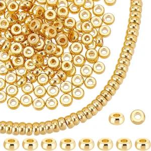PH 팬더홀 240pcs 18K 골드 사프서 비즈 4mm 플랫 원형 헤이시 론델 솔리드 황동 메탈 스페이서 여름