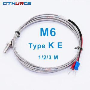 M6 나사 타입 K 열전대 프로브 센서 온도 0-400 °C, 1m, 2m, 3m