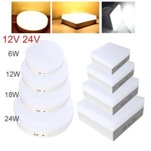 ACDC 12V 24V 6W 12W 18W 24W 사각형 LED 패널 조명 표면 장착 천장 실내 램프